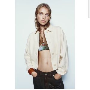 Zara Cropped Linen Trench XS